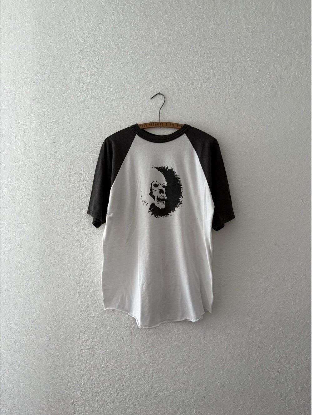 Vintage Cecil Lane Y2K Skull Graphic Raglan Shirt Gothic Grunge Biker Tee Large